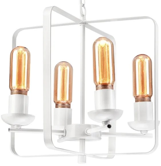 Lampadario a sospensione con catena CEDRIC II 4xE27/60W/230V bianco