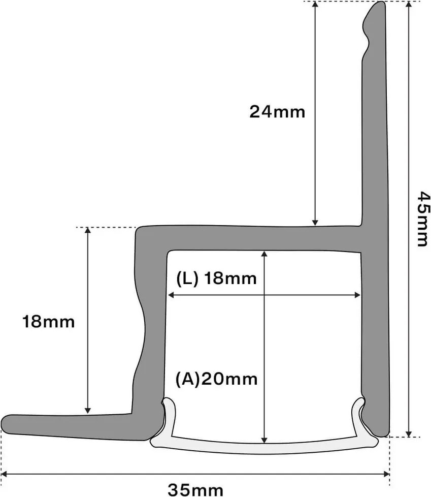 Profilo in Alluminio Angolare da Incasso per Cartongesso da 1m e 2m Variante Lunghezza 2 Metri
