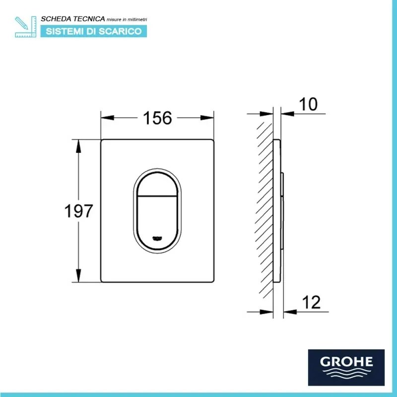 Placca di azionamento Grohe Arena cromo per cassetta di scarico wc