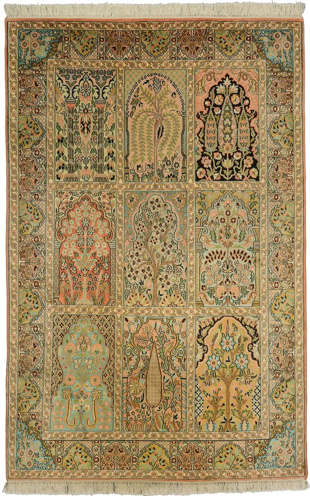 Cashmere Silk Tappeto orientale 190x130 Beige (Indian) Annodato A Mano