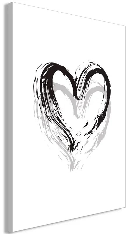 Quadro Brush Heart (1 Part) Vertical  Colore bianco e nero, Dimensioni e Misure 60x90