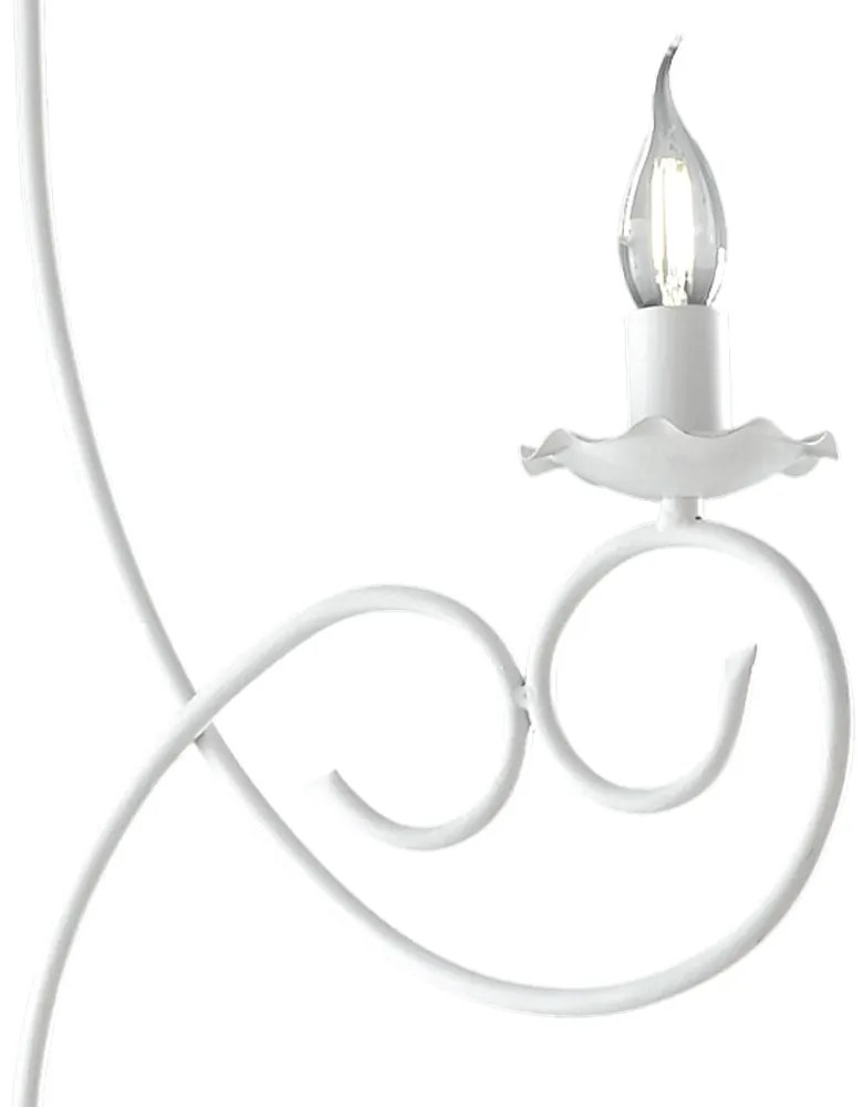 Lampadario Provenzale Candelabro Alma 3 Luci Ferro Battuto Bianco Shabby