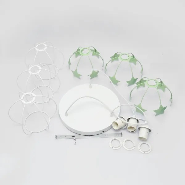 Lampadario a sospensione per bambini STARS 3xE27/15W/230V verde/bianco