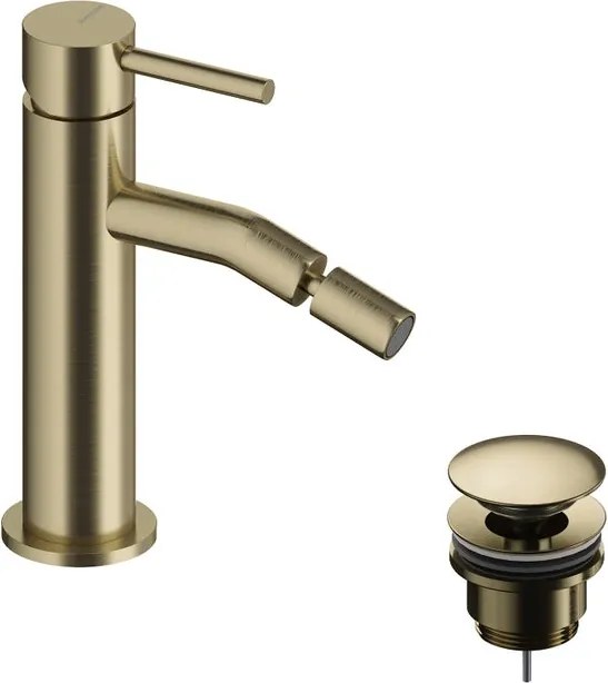 Rubinetto per bidet getto laminare cristallino LOOP SANYCCES oro spazzolato lucido