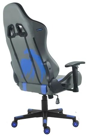 Sedia da Gaming Cromad Serie Phoenix - Design Ergonomico con Ruote Nylon di Alta Qualità - Pistone a Gas Classe 2 - Reclinabile 180º - Grigio/Azzurro/Nero