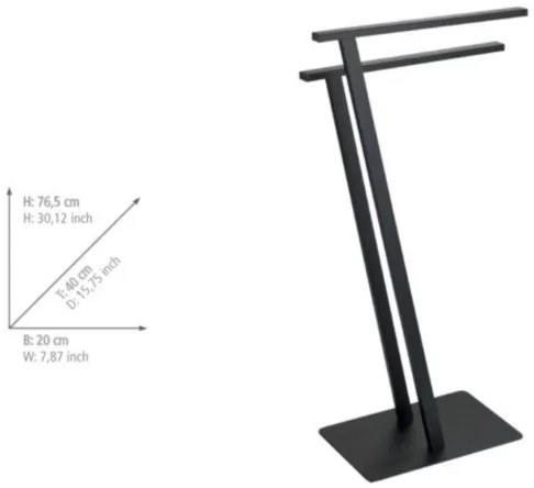 WENKO 24396100 - Porta asciugamani LIRIO 20x40 cm nero