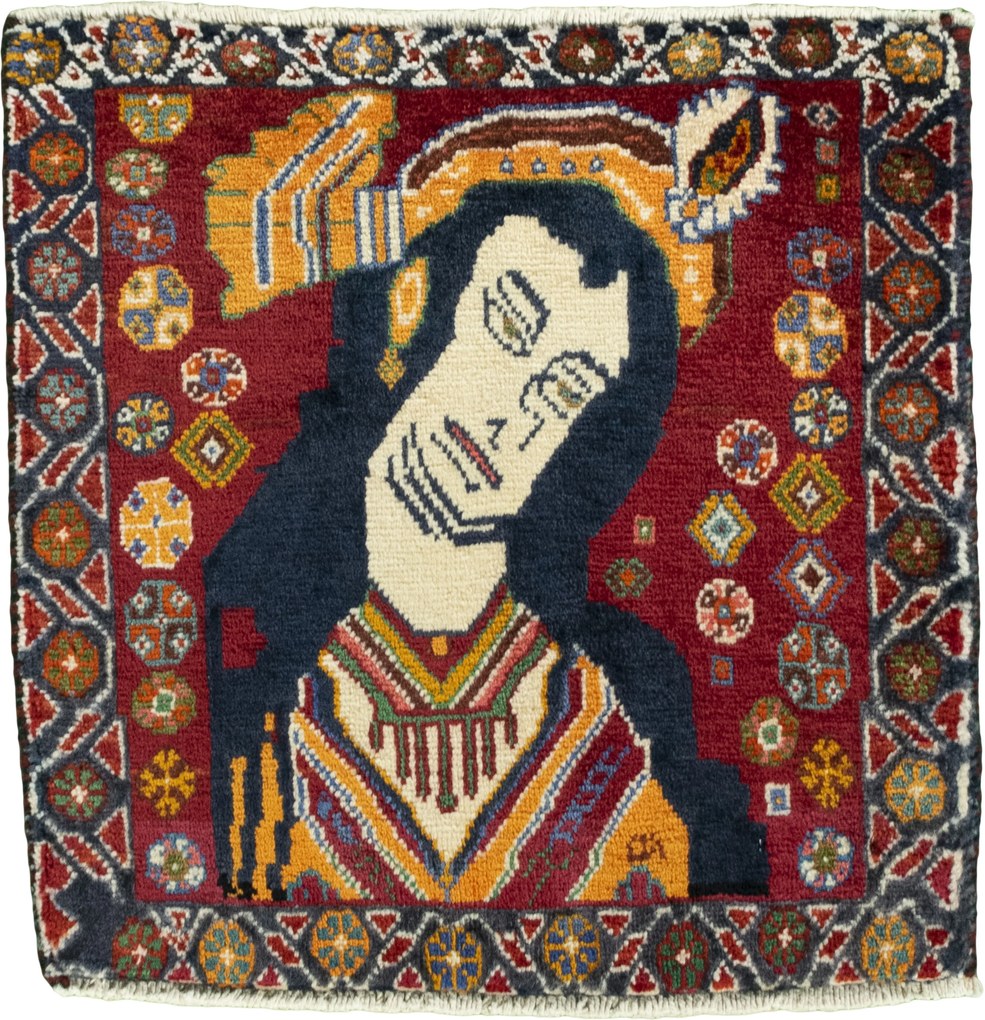 Shiraz Tappeto 50 x 50 Rosso (Iran) Annodato A Mano