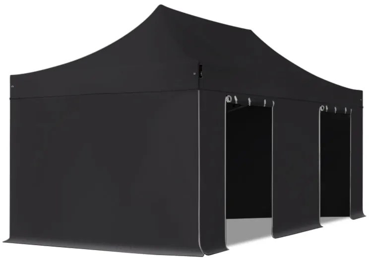 TOOLPORT 3x6 m gazebo pieghevole PVC con laterali, PREMIUM acciaio, nero - (600122)