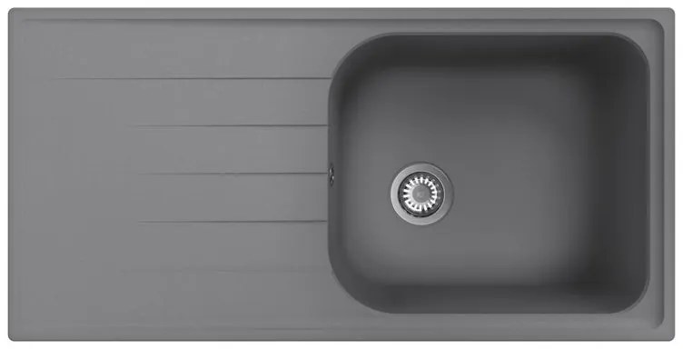 Lavello sopratop 1 vasca con gocciolatoio laterale destro o sinistro DELINIA Elbe quarzo L 50 x L 100 cm grigio