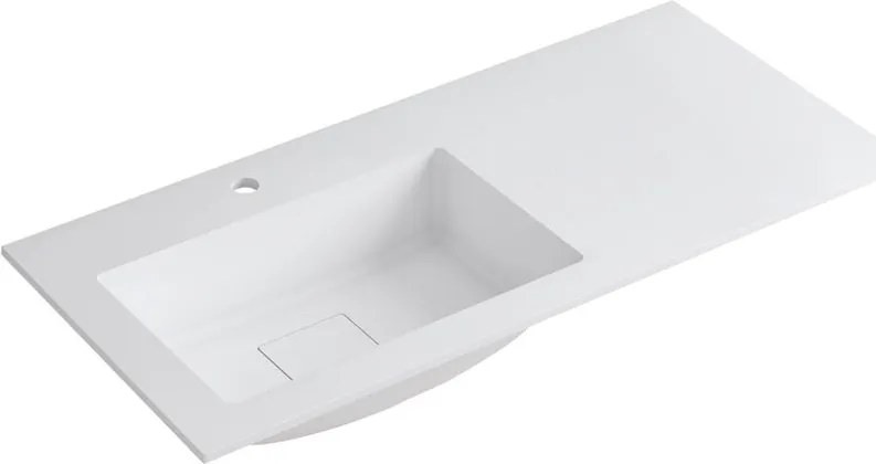 Lavabo a incasso rettangolare vasca a sinistra L 100.5 x H 15 x P 46 cm in resina bianco lucido