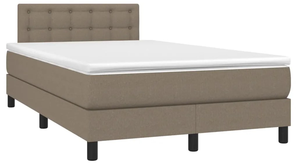 Letto a molle con materasso e led tortora 120x200cm in tessuto