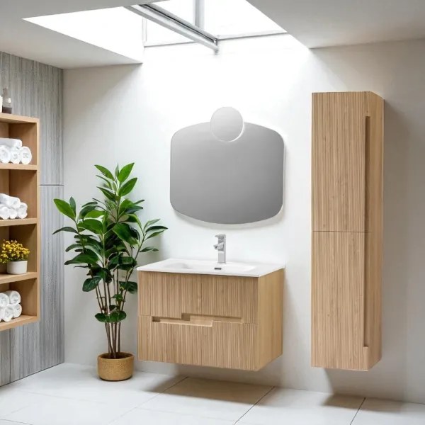Colonna bagno reversibile h 160 cm Rovere Chiaro RIGHE