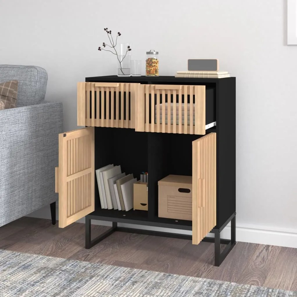Credenza nera 60x30x75 cm in legno multistrato