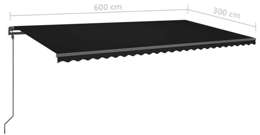 Tenda da Sole Retrattile Manuale con Pali 6x3 m Antracite