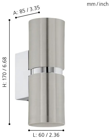 Eglo 96261 - Applique a LED PASSA 2xGU10/3.3W/230V tondo