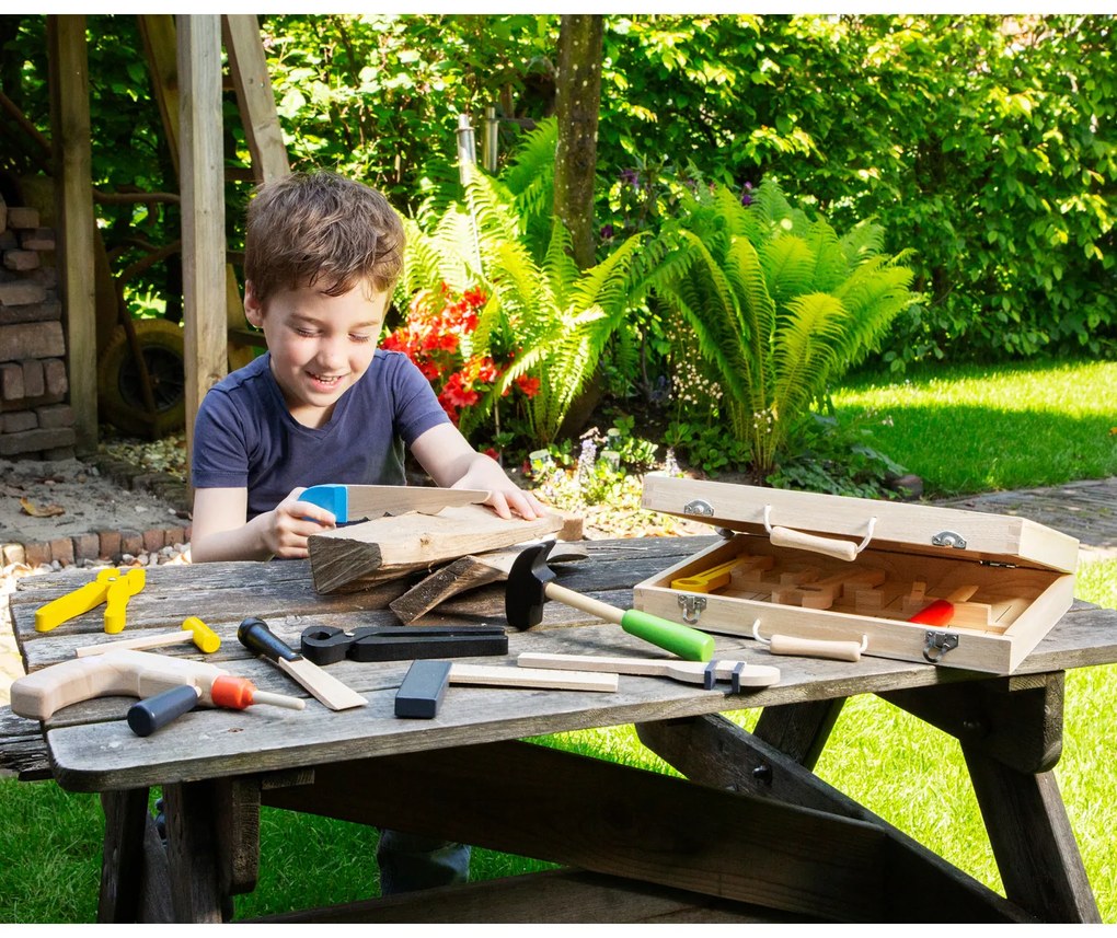 Valigetta in legno con attrezzi - 12 pezzi