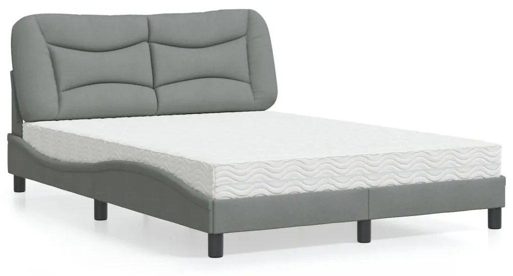 Letto Con Materasso Grigio Chiaro 140x200cm Tessuto /