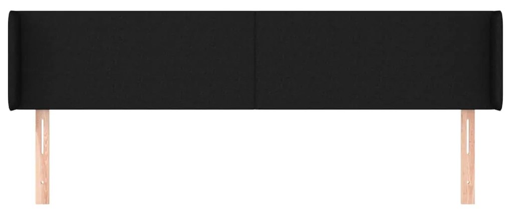 Testiera ad orecchio nera 183x16x78/88 cm in tessuto