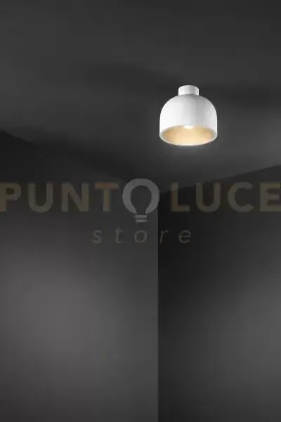 Yelmo plafoniera in metallo bianco bianco opaco + oro opaco 1 luce ...