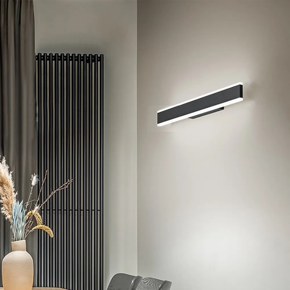 Applique Moderna Kante Metallo Nero Acrilico Led 32W Cct 3000/4000/6000K