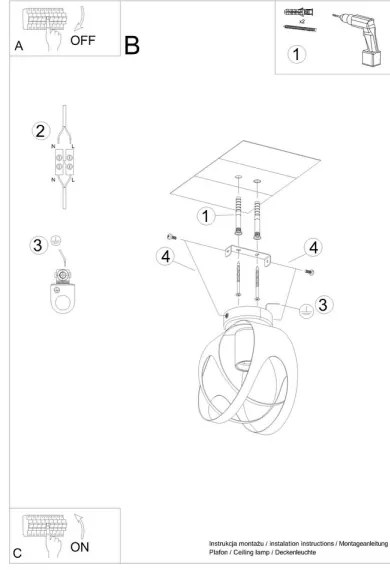 Sollux SL.1082 - Lampadario a plafone TULOS 1xE27/60W/230V bianco