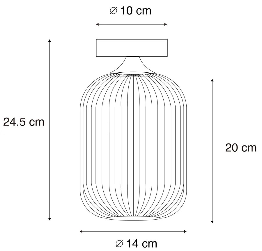 Plafoniera Art Déco nera con vetro fumé - Banci