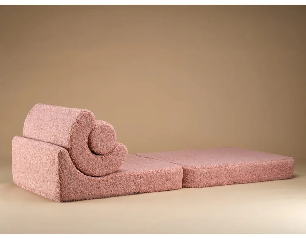Poltrona per bambini rosa con rivestimento in bouclé Flipster – Wigiwama