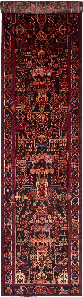 Hamedan Tappeto 110 x 490 Blu (Iran) Annodato A Mano