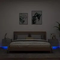 Comodini a Parete con Luci LED 2 pz Grigio Cementocod mxl 108960