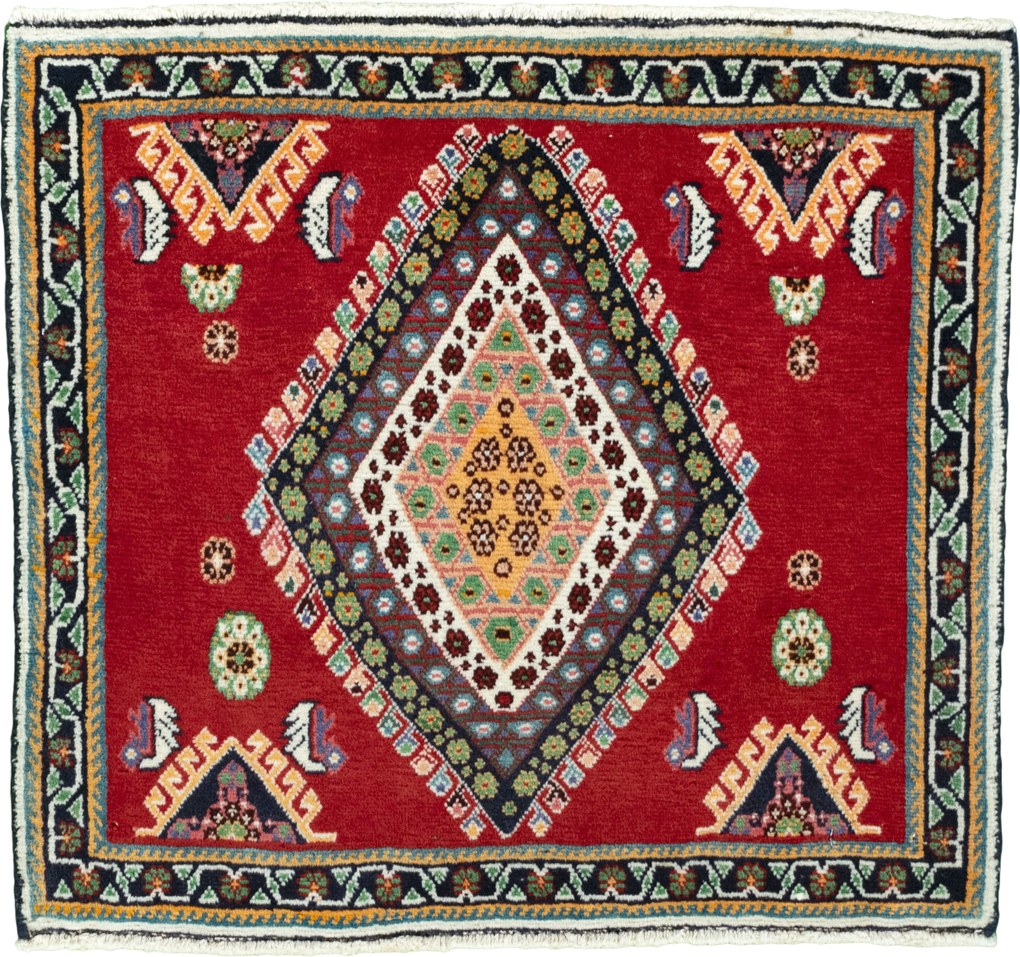 Shiraz Tappeto 70x70 Rosso (Iran) Annodato A Mano