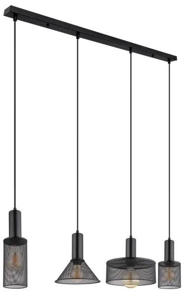 Globo 15648-4H - Lampadario a sospensione con filo JEDD 4xE27/60W/230V nero