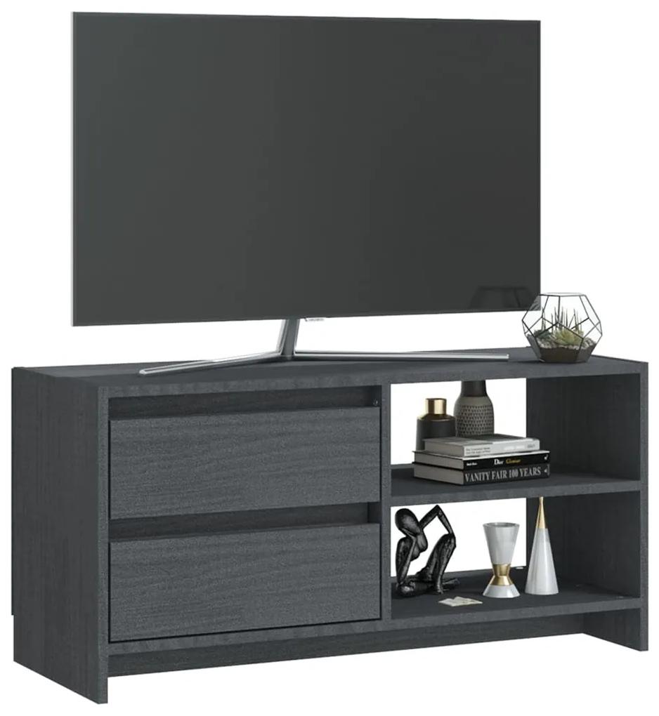 Mobile porta tv grigio 80x31x39 cm in legno massello di pino