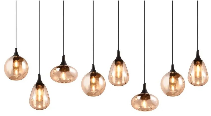 Lampada a sospensione nero-arancio con paralume in vetro Lumina - Trio