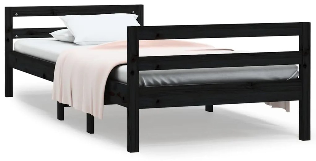 Giroletto nero 75x190 cm in legno massello di pino
