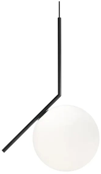 Flos IC Lights Suspension 2 Lampada A Sospensione 30 cm a luce diffusa in vetro opalino acidato bianco ottone Nero