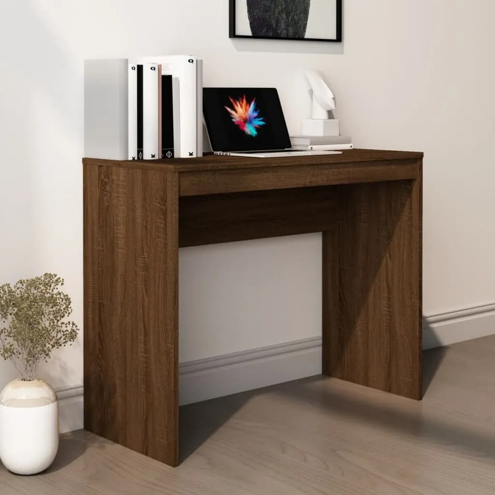 Scrivania Rovere Marrone 90x40x72 Cm İn Legno Multistrato /