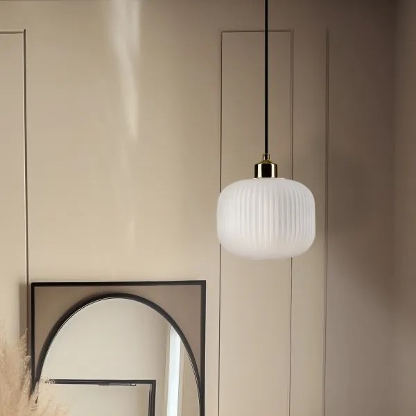 Lampadario a sospensione con filo HARMA 1xE27/15W/230V diametro 20 cm bianco/oro