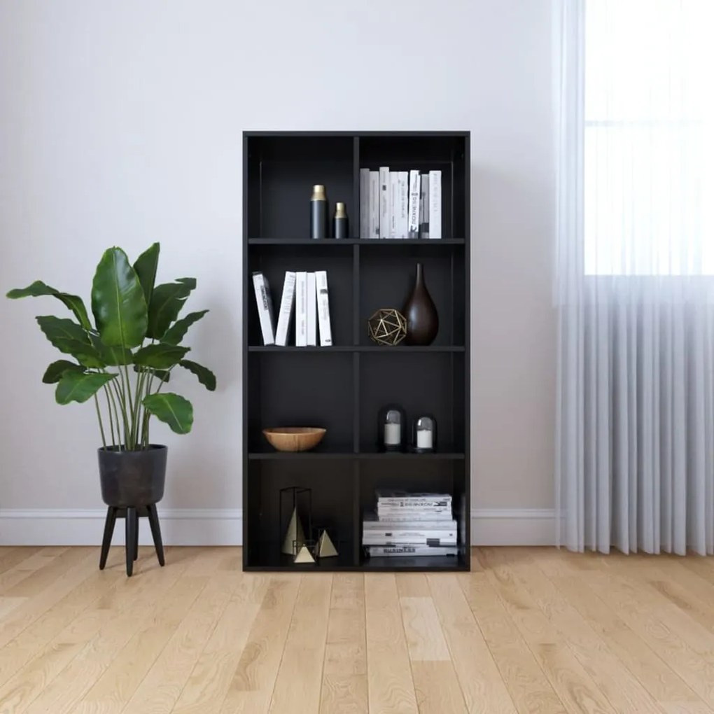 Libreria/credenza Nera 66x30x130 Cm İn Legno Multistrato /
