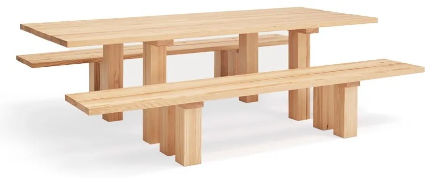 Tavolo da pranzo con piano in legno di pino 100x260 cm Banda - Teulat