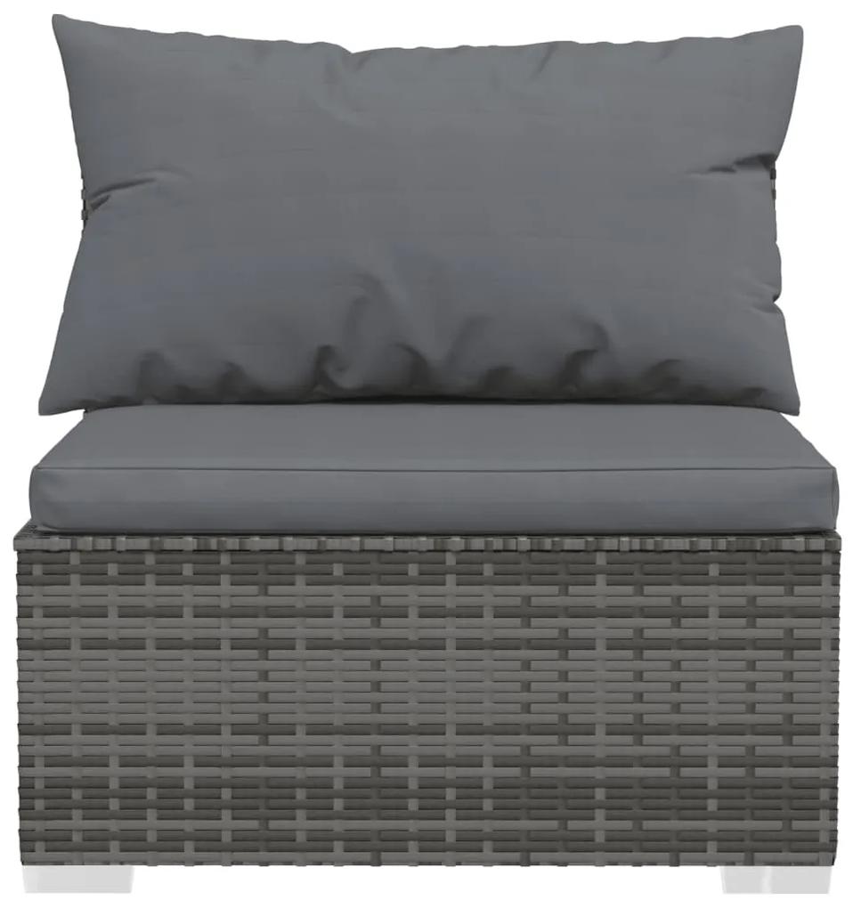 Set divani da giardino 7 pz con cuscini in polyrattan grigio