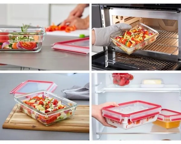 Tefal - Contenitore per alimenti 1,3 l MSEAL GLASS rosso/vetro