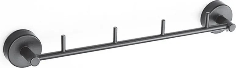 Kamalu - Porta salviette barra con 3 ganci in acciaio inox nero opaco | Monde-N