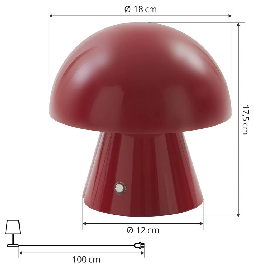 Lindby Lampada da tavolo ricaricabile a LED Nevijo, rossa, USB, touch