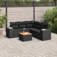 Set Divano da Giardino 6 pz con Cuscini Nero in Polyrattan 3225439