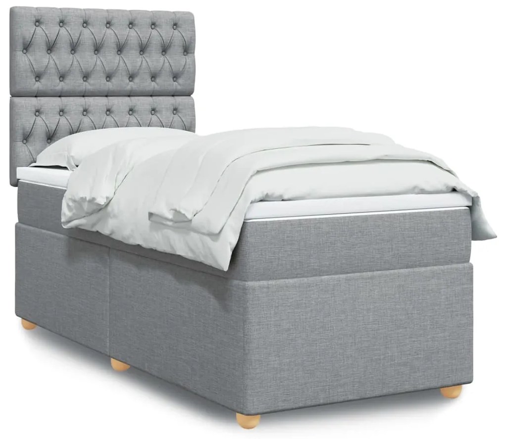 Giroletto A Molle Con Materasso Grigio Chiaro 90x190 Cm Tessuto /