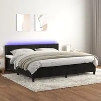 Letto a Molle con Materasso e LED Nero 200x200 cm in Velluto 3134365