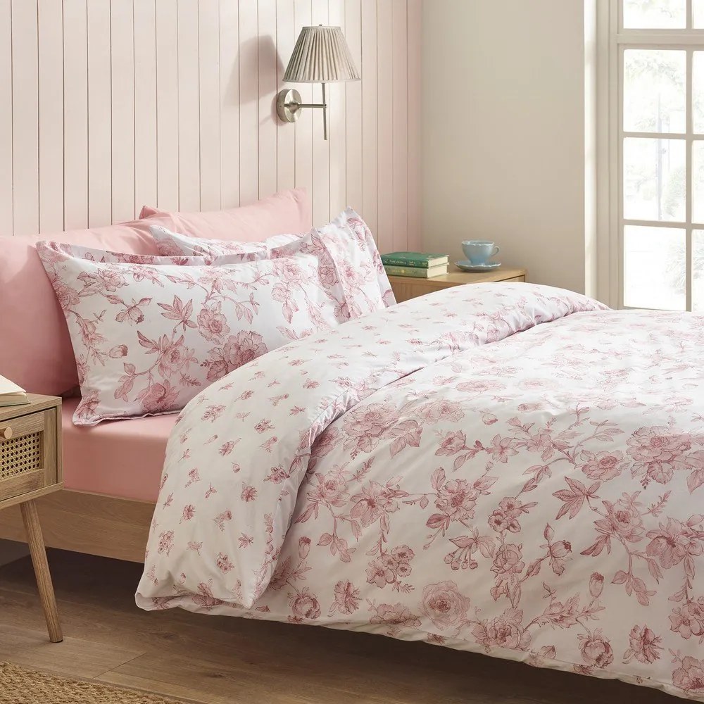 Set copripiumino e federa rosa per letto singolo 135x200 cm Mirabelle – Catherine Lansfield