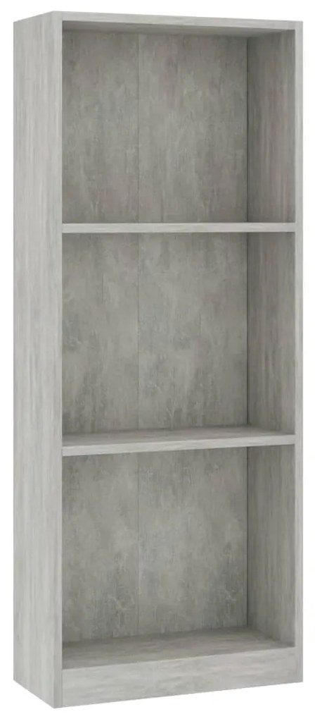 Libreria a 3 Ripiani Cemento 40x24x108 cm in Legno Multistrato