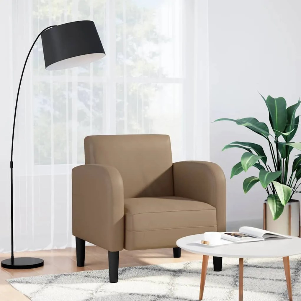 Divano Sedia Con Braccioli Cappuccino 54 Cm İn Similpelle /