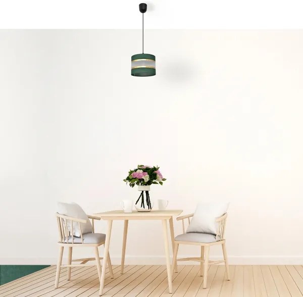 Lampadario a sospensione con filo HELEN 1xE27/15W/230V diametro 20 cm verde/oro